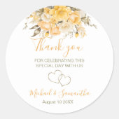 Elegant Geel en Ivoor Roos Bruiloft Ronde Sticker (Voorkant)