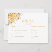 Elegant Geel en Ivoor Roos Bruiloft RSVP Kaartje (Voorkant)
