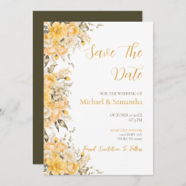 Elegant Geel en Ivoor Roos Bruiloft Save The Date