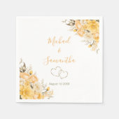 Elegant Geel en Ivoor Roos Bruiloft Servet (Voorkant)