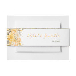 Elegant Geel en Ivoor Roos Bruiloft Uitnodigingen Wikkel