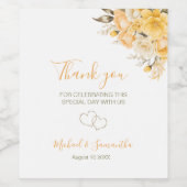 Elegant Geel en Ivoor Roos Bruiloft Wijn Etiket (Enkel label)