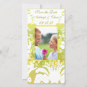 Elegant Geel en Limoen Damask sparen de Datum Save The Date (Voorkant)