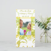Elegant Geel en Limoen Damask sparen de Datum Save The Date (Staand voorkant)