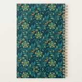 Elegant Geel en Teal Bloemmotief Ontwerp Planner (Achterkant)