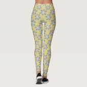 Elegant geel en Ultimate grijs bloempatroon Leggings (Achterkant)