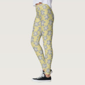 Elegant geel en Ultimate grijs bloempatroon Leggings (Links)