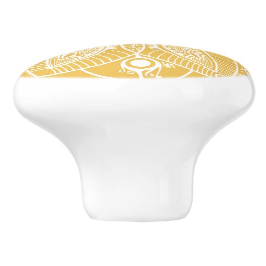 Elegant geel en wit bloemenkant ontwerp keramische knop (Zijkant)