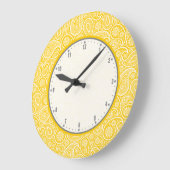 Elegant geel en wit paisleypatroon grote klok (Hoek)
