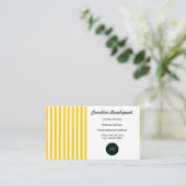 Elegant geel en witte strepen met Logo Visitekaartje (Staand voorkant)