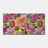 Elegant  geel Floral monogram Bureaumat (Voorkant)