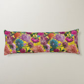 Elegant geel Floral monogram Lichaamskussen (Achterkant)