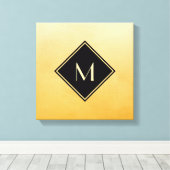 Elegant geel geborsteld met eenvoudig goudmonogram canvas afdruk (Insitu (Houten vloer))