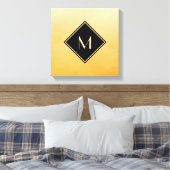 Elegant geel geborsteld met eenvoudig goudmonogram canvas afdruk (Insitu (Slaapkamer))