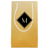 Elegant geel geborsteld met eenvoudig goudmonogram klein cadeauzakje (Voorkant)