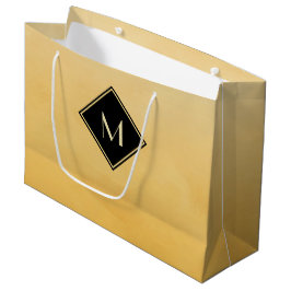 Elegant geel geborsteld met eenvoudig goudmonogram large cadeautasje