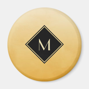 Elegant geel geborsteld met eenvoudig goudmonogram magneet