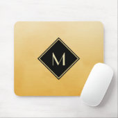 Elegant geel geborsteld met eenvoudig goudmonogram muismat (Met muis)