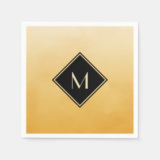 Elegant geel geborsteld met eenvoudig goudmonogram servet (Voorkant)