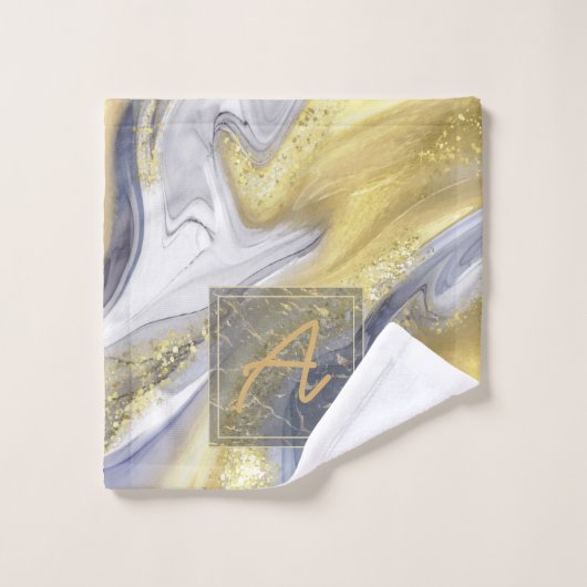 Elegant Geel Geel Goud Goud Goud Goudmarmereffect Bad Handdoek (Wasdoekje)