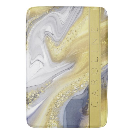 Elegant Geel Geel Grijs/Goud Goud Goud Effectennaa Badmat (Voorkant Verticaal)