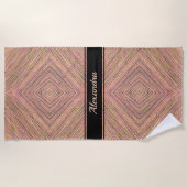 Elegant Geel Glitter Persoonlijke Stripes Strandlaken (Voorkant)