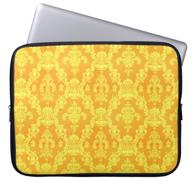 elegant geel golden damask grafisch patroon. laptop sleeve (Voorkant)