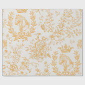 Elegant Geel Goud Beige Equestrian Floral Toile Cadeaupapier (Vlak)