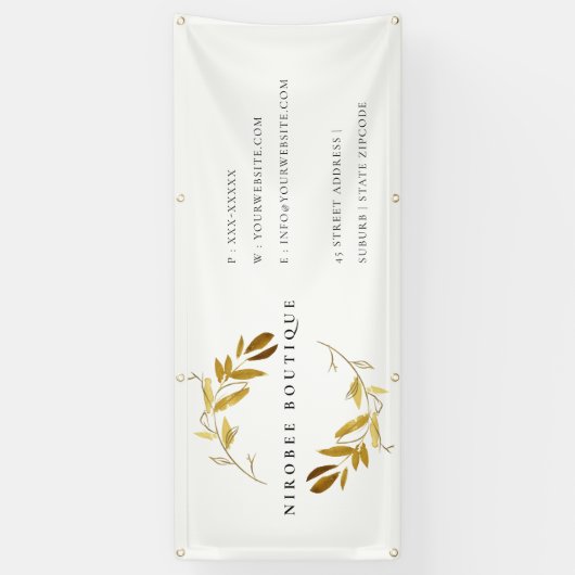 Elegant Geel Goud Bladblad Krans Zakelijke winkel Spandoek (Verticaal)