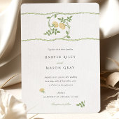 Elegant Geel Goud Groen Bruiloft Kaart