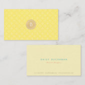 Elegant Geel Goud Monogram Visitekaartje (Voorkant / Achterkant)