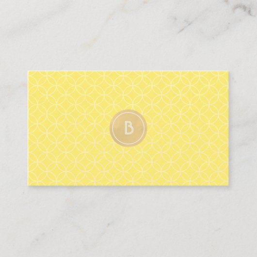 Elegant Geel Goud Monogram Visitekaartje (Voorkant)