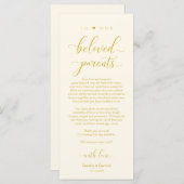 Elegant Geel Goud, Plaats de instelling Hartelijk Programmakaart (Voorkant / Achterkant)