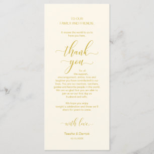 Elegant Geel Goud, Plaats de instelling Hartelijk  Programmakaart