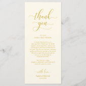 Elegant Geel Goud, Plaatsinstelling Dank u kaart (Voorkant)