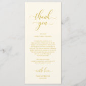 Elegant Geel Goud, Plaatsinstelling Dank u kaart (Voorkant)