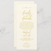 Elegant Geel Goud, Plaatsinstelling Dank u kaart (Voorkant / Achterkant)