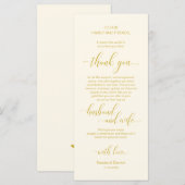 Elegant Geel Goud, Plaatsinstelling Dank u kaart (Voorkant / Achterkant)