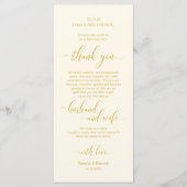 Elegant Geel Goud, Plaatsinstelling Dank u kaart (Voorkant)