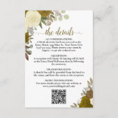 Elegant Geel Goud Rozen Bruiloft Details QR Code Informatiekaartje (Voorkant)