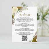 Elegant Geel Goud Rozen Bruiloft Details QR Code Informatiekaartje (Staand voorkant)