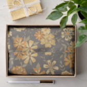 Elegant geel goud Sinaasappel bloemen op bruin Tissuepapier (Geschenk)