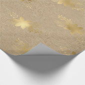 Elegant geel goudkerstbloempatroon cadeaupapier (Hoek)