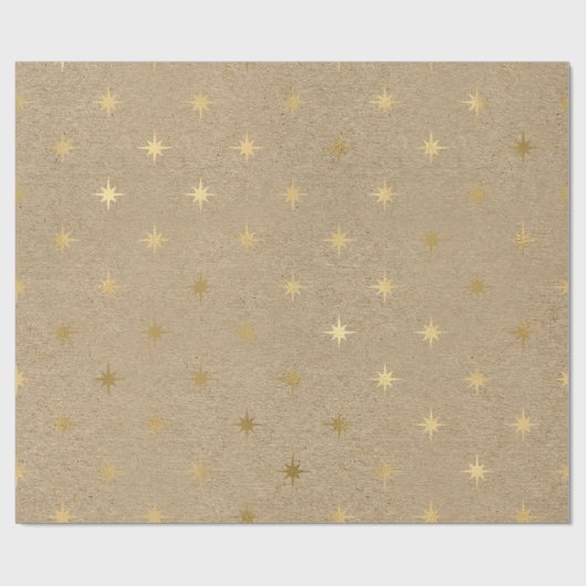 Elegant geel goudkerststerpatroon cadeaupapier (Vlak)