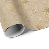 Elegant geel goudkerststerpatroon cadeaupapier (Rol Hoek)