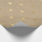 Elegant geel goudkerststerpatroon cadeaupapier (Hoek)