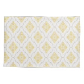 elegant geel grijs damast patroon monogram kussensloop (Achterkant)
