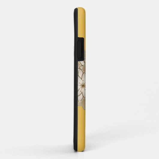 Elegant geel grijs Lotus Flower - Gepersonaliseerd Case-Mate iPhone Case (Achterkant/rechts)