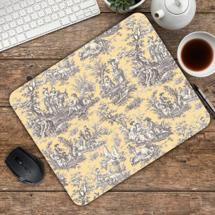 Elegant Geel Grijs Vintage Frans Toile de Jouy Muismat