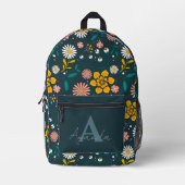 Elegant Geel Groen Bloemen met Naam Bedrukte Rugzak (Voorkant)